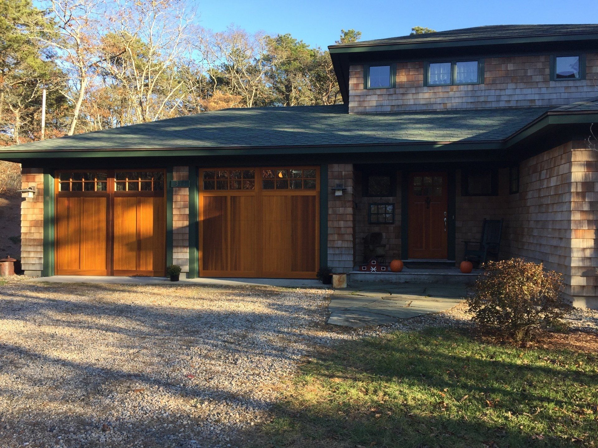 garage and front door wood overlay