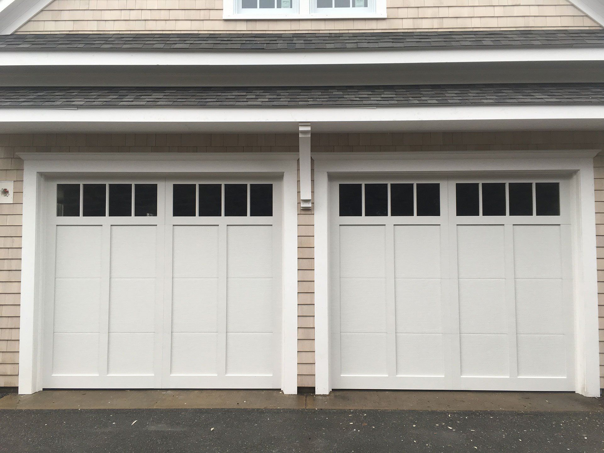 two newly installed garage doors