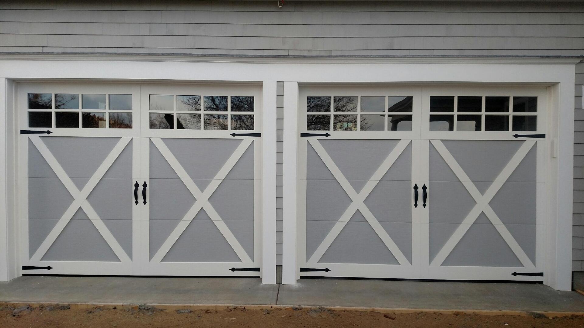 gray and white garage doors