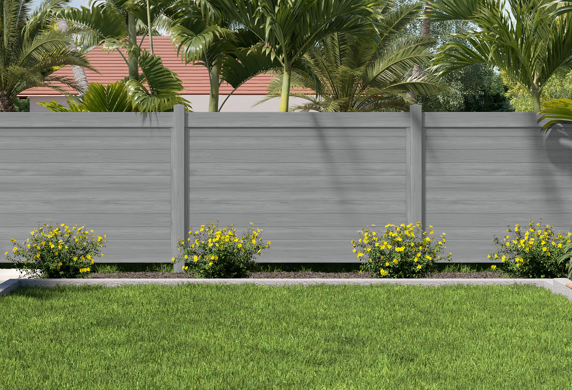 Gray vinyl fence