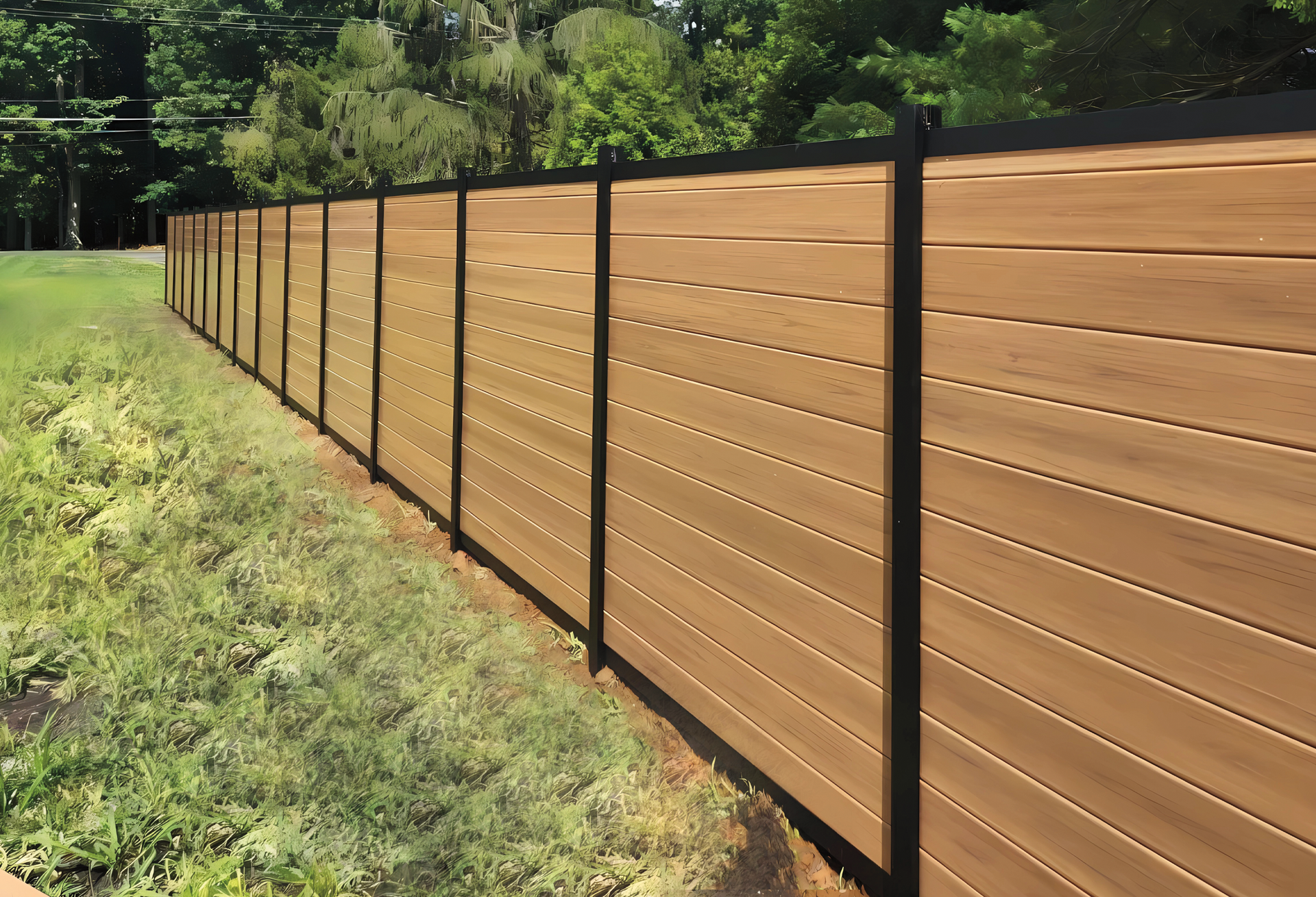 Wood fence with black borders
