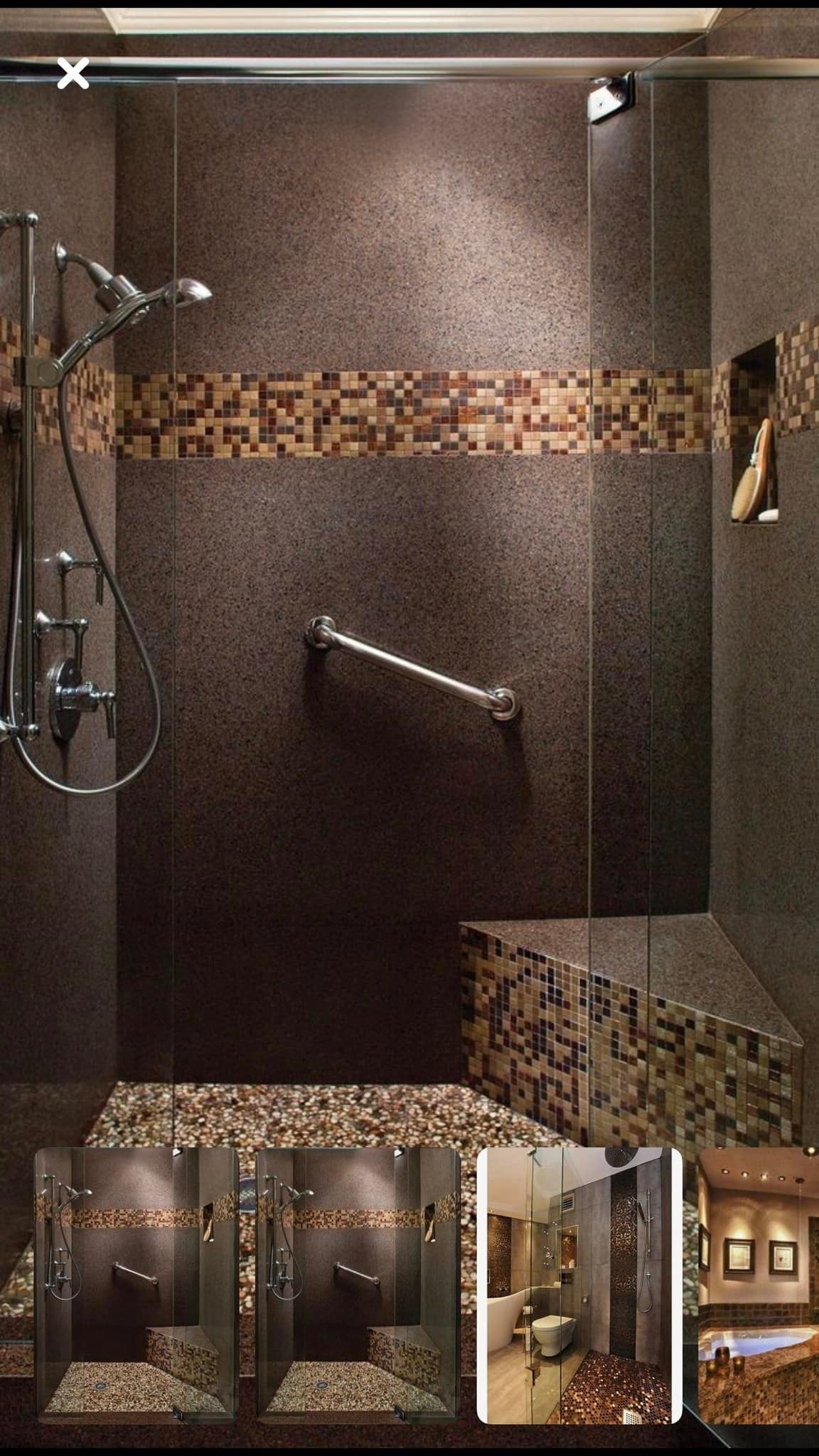 A picture of a bathroom with a walk in shower