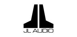 Black and white JL Audio logo with stylized 