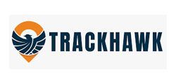 Logo for Trackhawk: a bird in flight within a location pin, with 