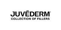 The logo for juvederm collection of fillers is black and white.