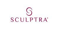 A logo for sculptra is shown on a white background.