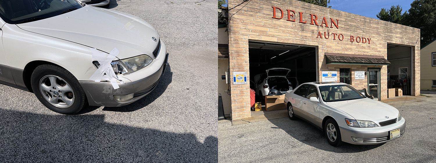 White car in front of