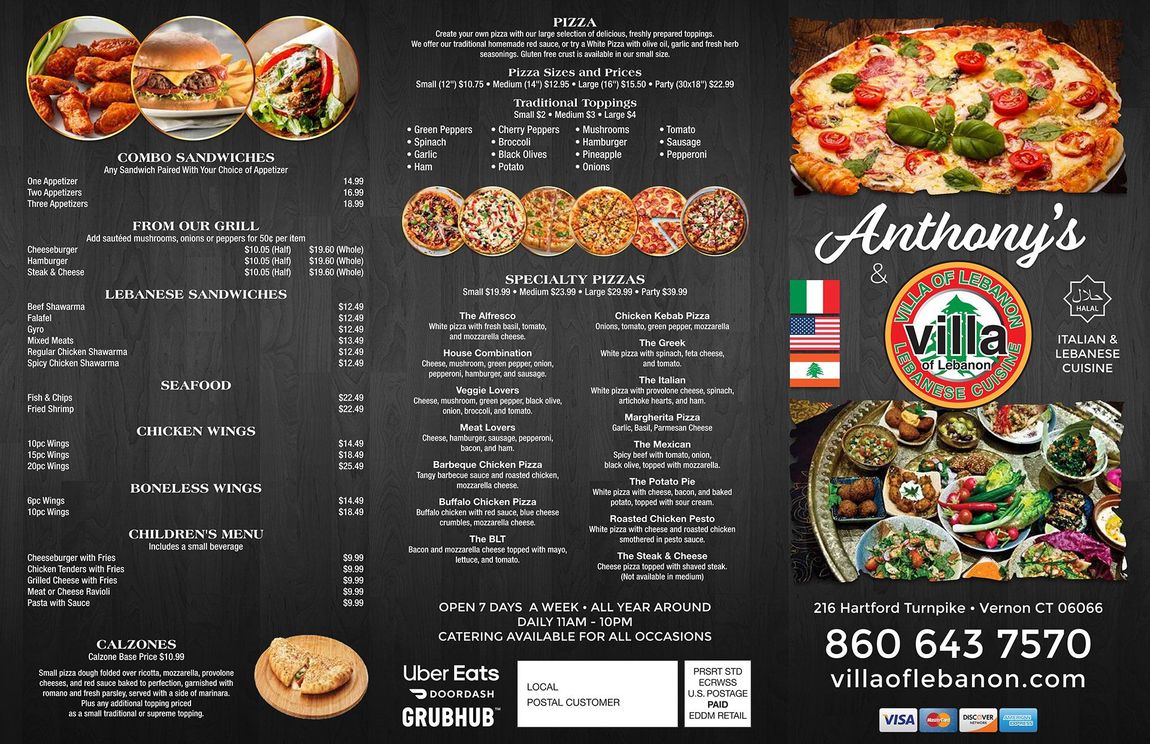 Anthony And Villa of Lebanon menu page 2