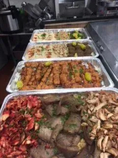 There are many different types of food on the trays.