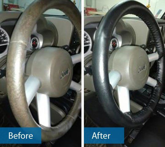 Steering wheel before and after