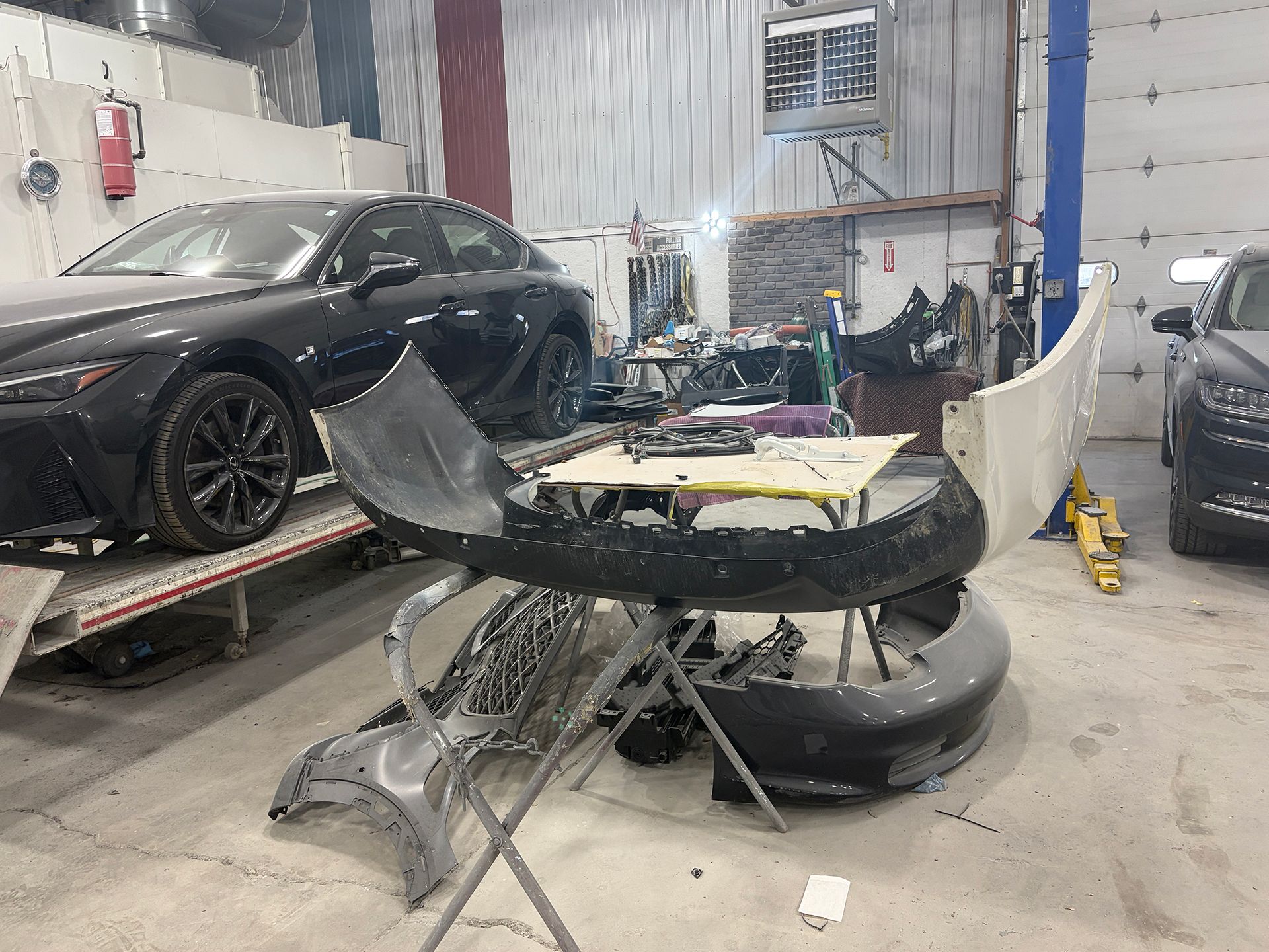 Car bumper under repair
