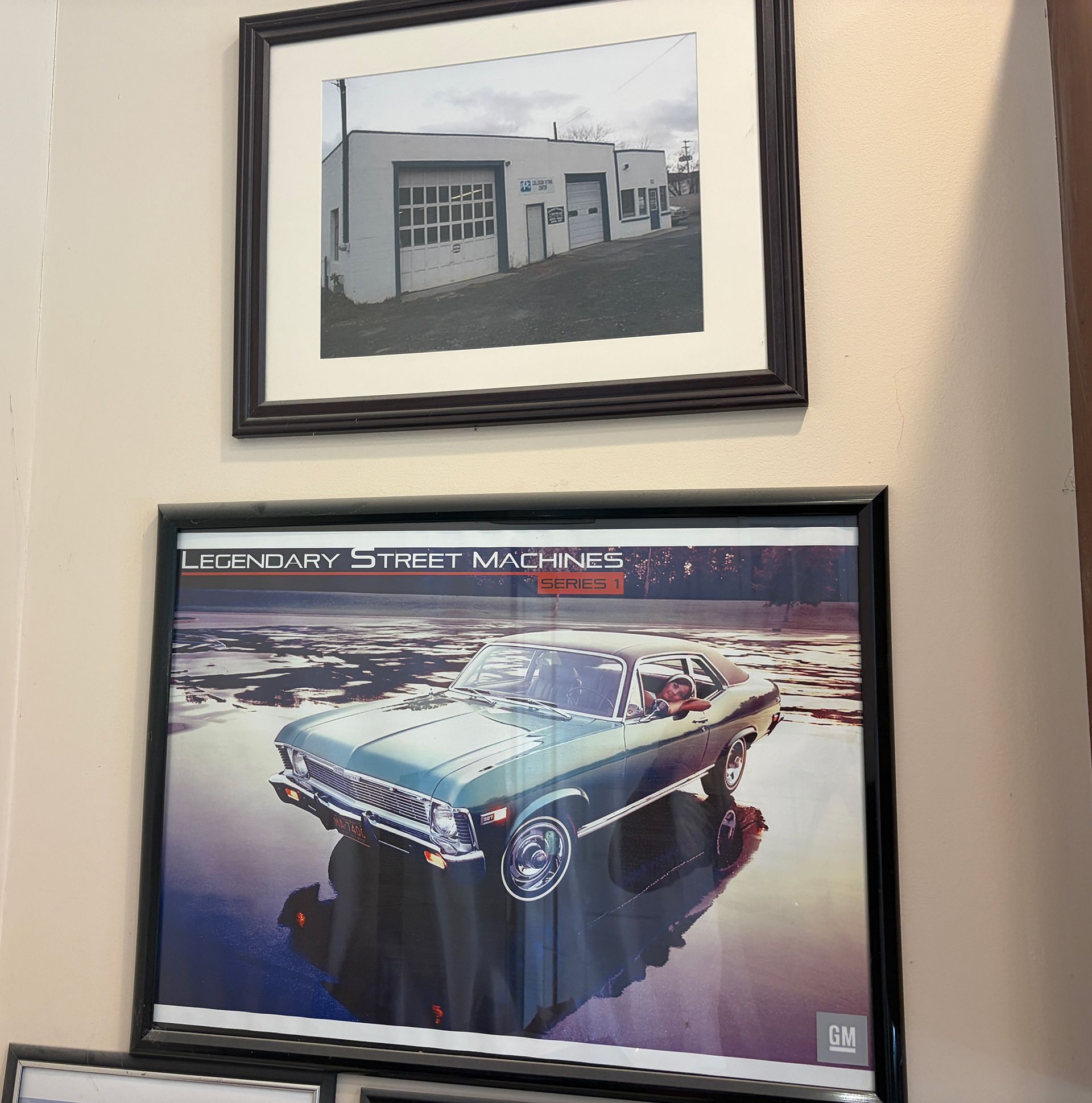 Two framed photos on a wall
