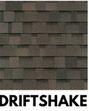 Close-up of Driftshake asphalt shingles, varying shades of gray-brown.