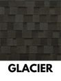 Glacier asphalt roof shingles in varying shades of gray.