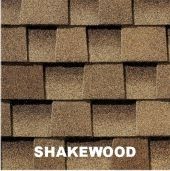 Brown Shakewood roofing shingles.