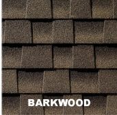 Barkwood shingles in shades of brown create a textured roof appearance.