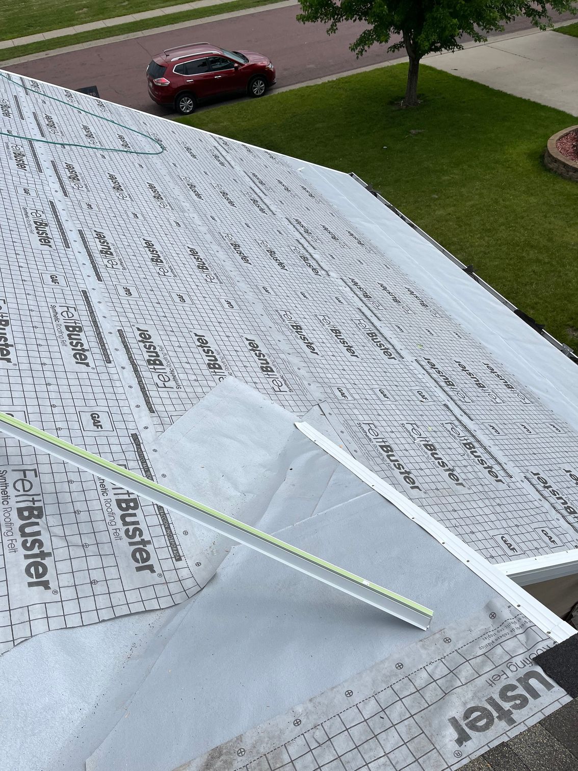 an aerial view of a roof