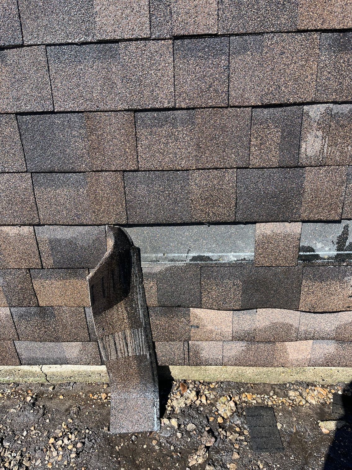 a close up of a roof with a hole in it