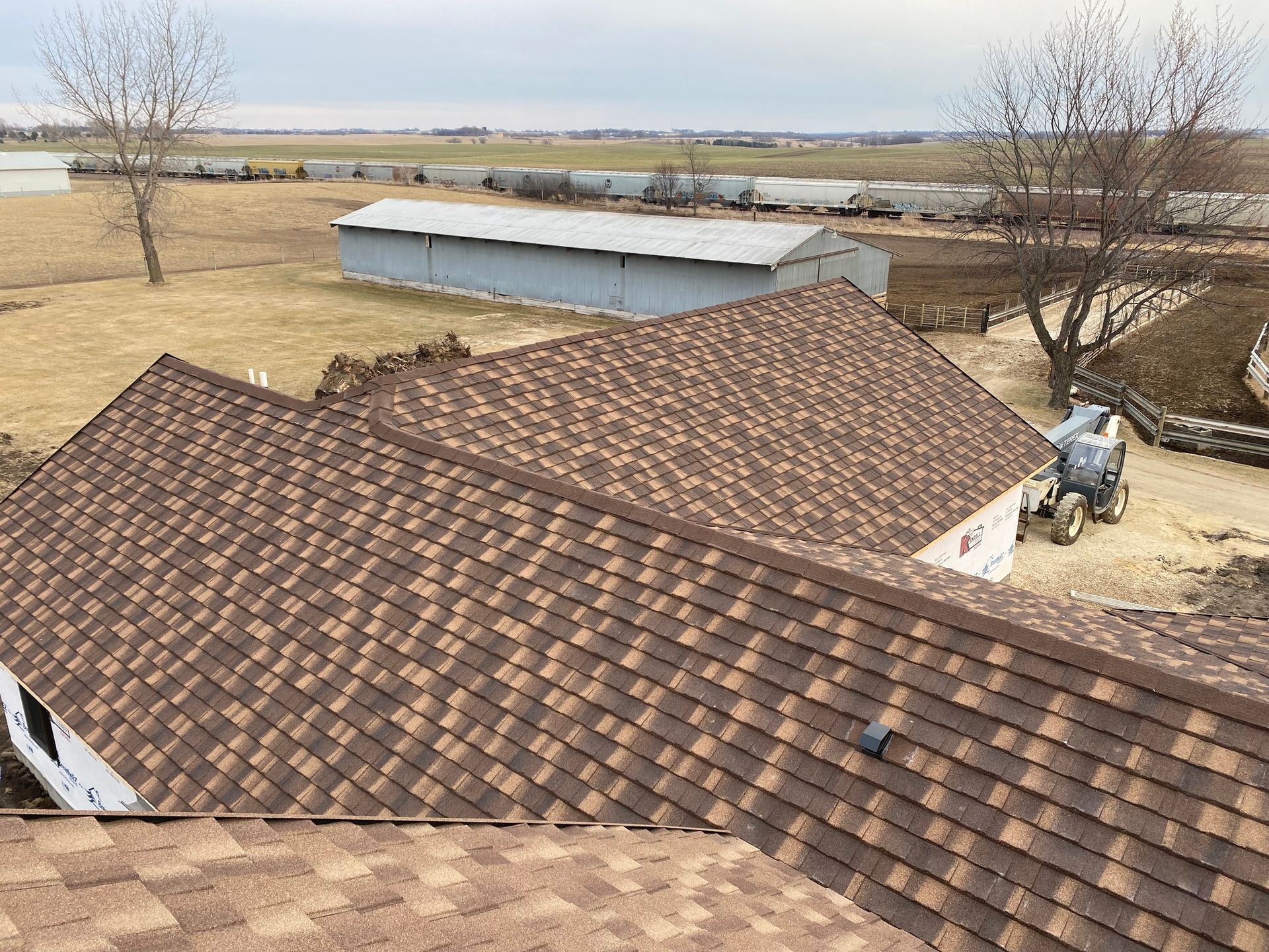 a house with a brown roof