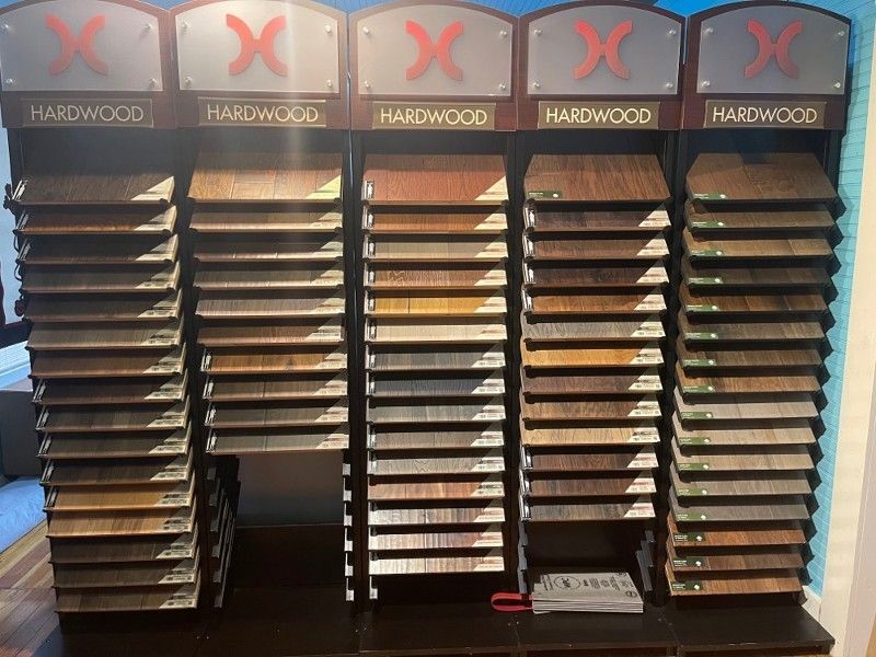 A display of hardwood flooring in a store