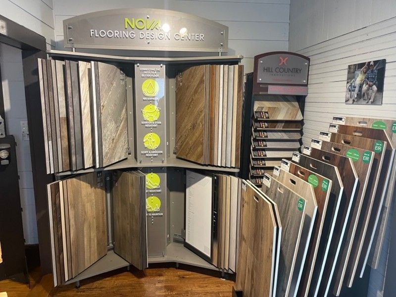 There are many different types of flooring on display in this room.