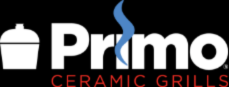 A logo for primo ceramic grills with a pot on it