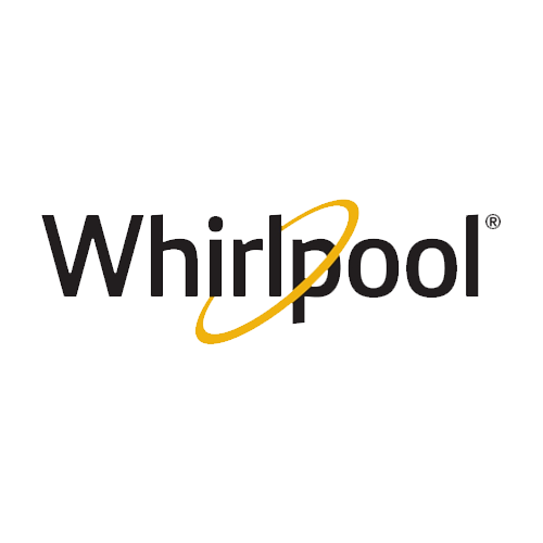 Whirlpool logo in black text with a yellow ring around the “p”