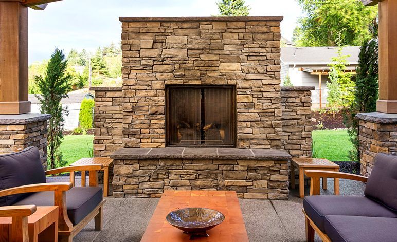 Natural stone fireplace