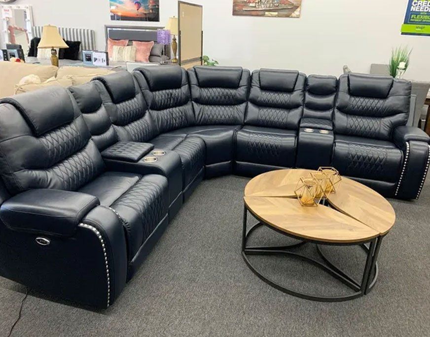 black leather sectional