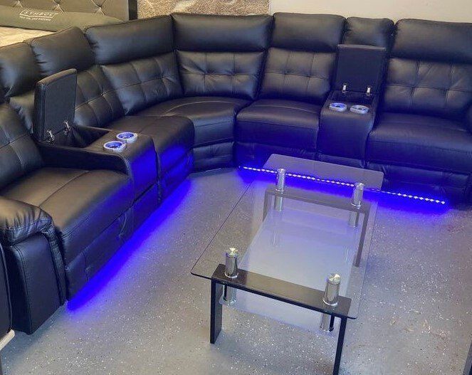 black leather sectional