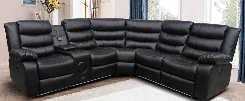 black leather sectional sofa