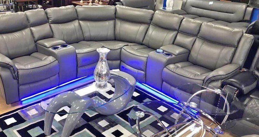 gray leather sectional