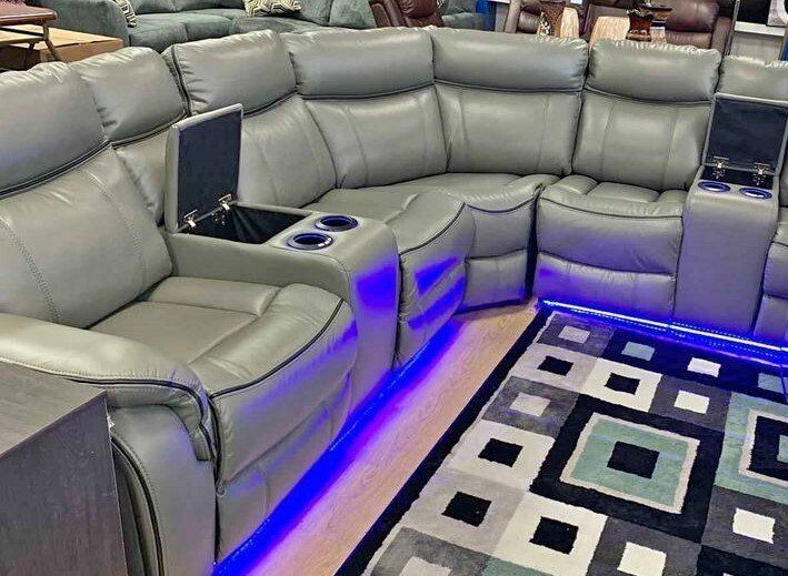 gray leather sectional sofa