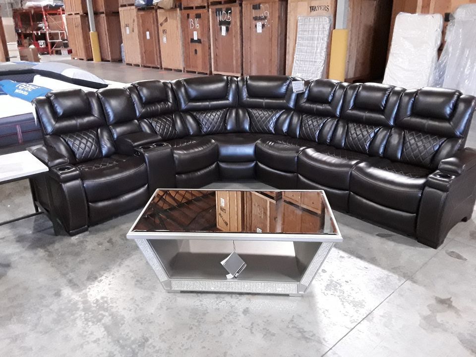 black leather sectional