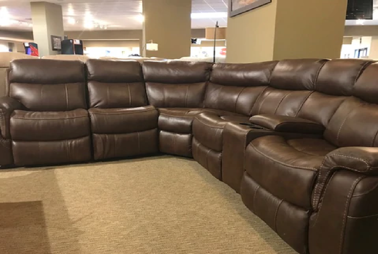 dark brown leather sectional