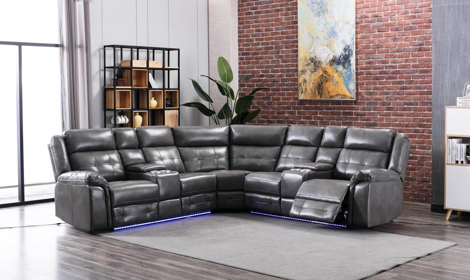 gray leather sectional sofa
