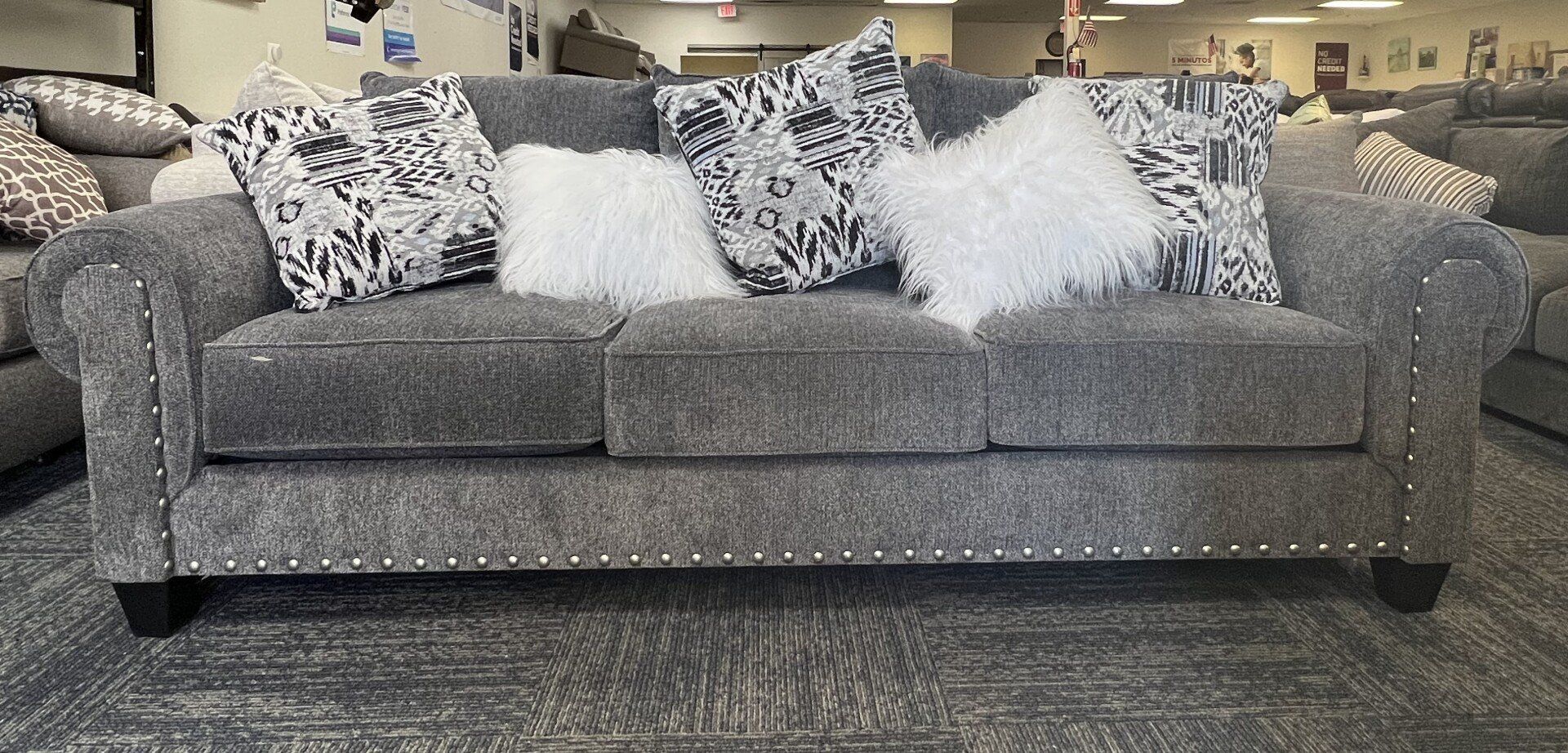 gray couch detailed