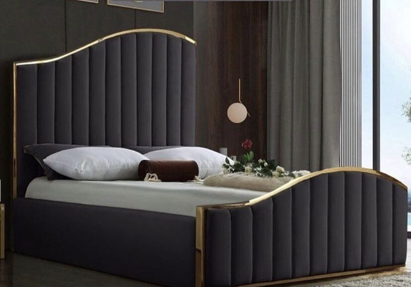 Gray and white bed set