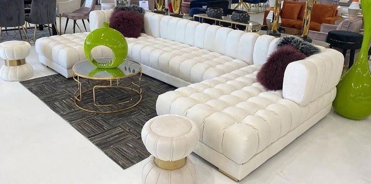 White puffed sectional