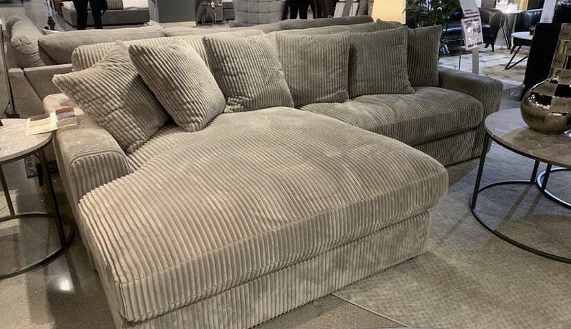 Gray fabric sectional with chaise