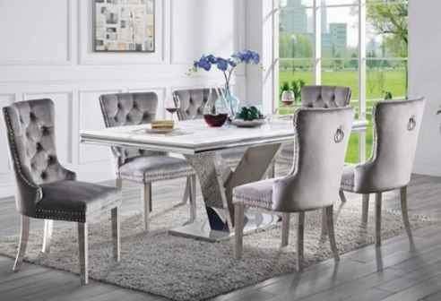 6-seater marble top dining set