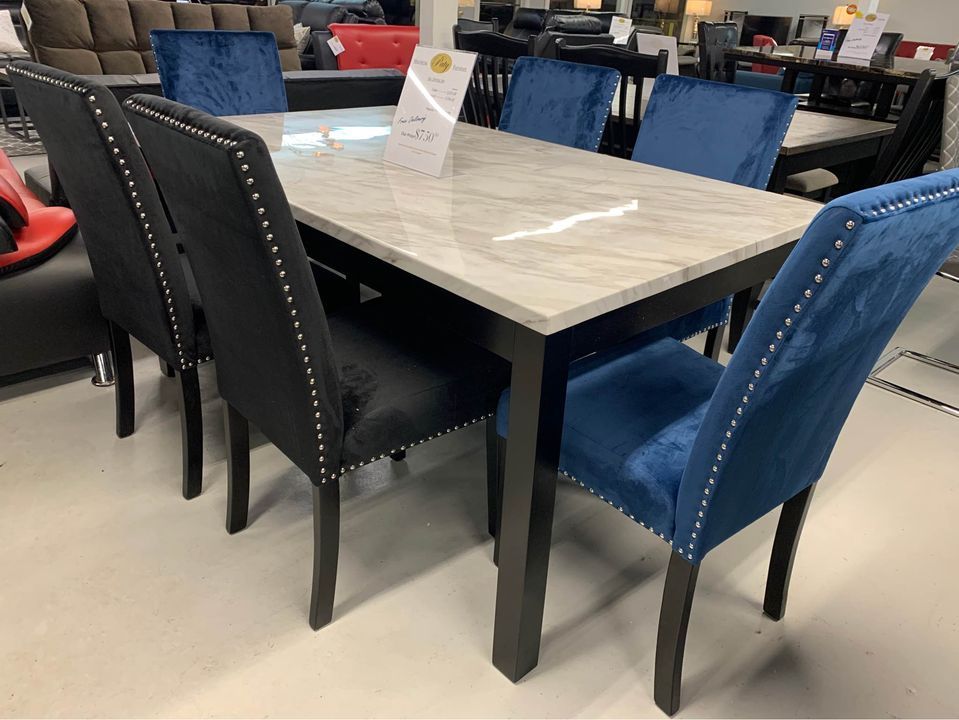 6-seater marble table top dining set