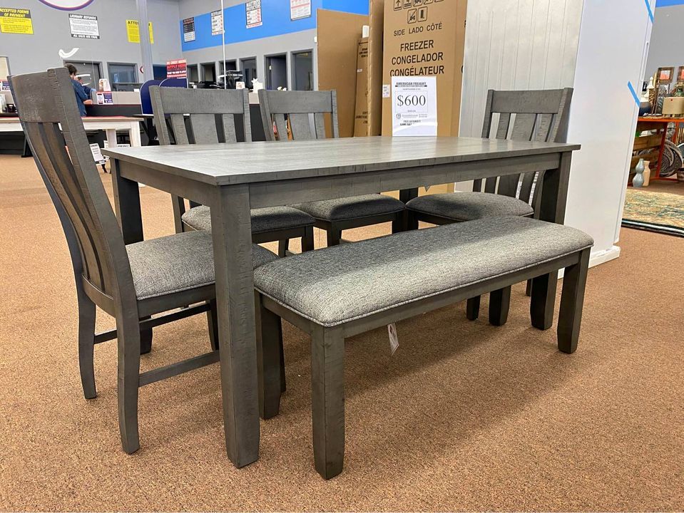 Dining table with 4 chairs and bench