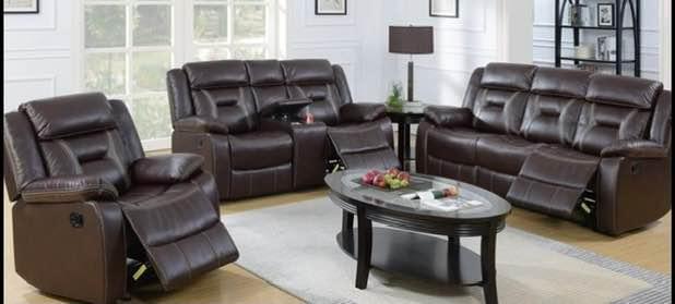 3 pieces of brown leather sofa