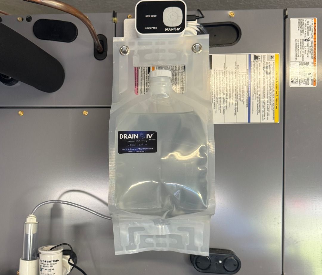 A plastic bag with the word drain on it