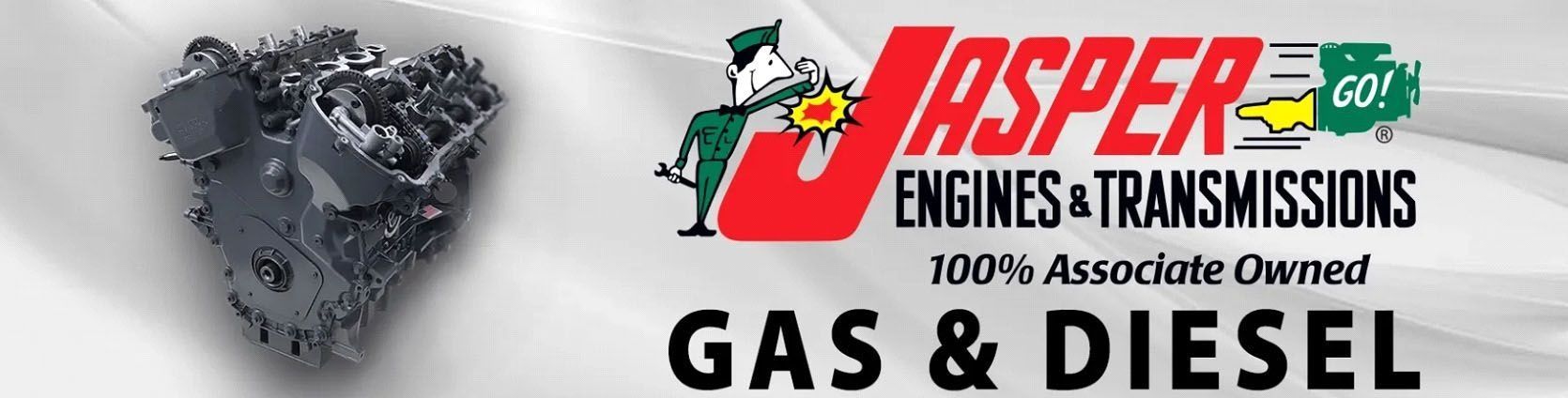 Logo for Jasper Engines & Transmissions. Features an engine graphic and text