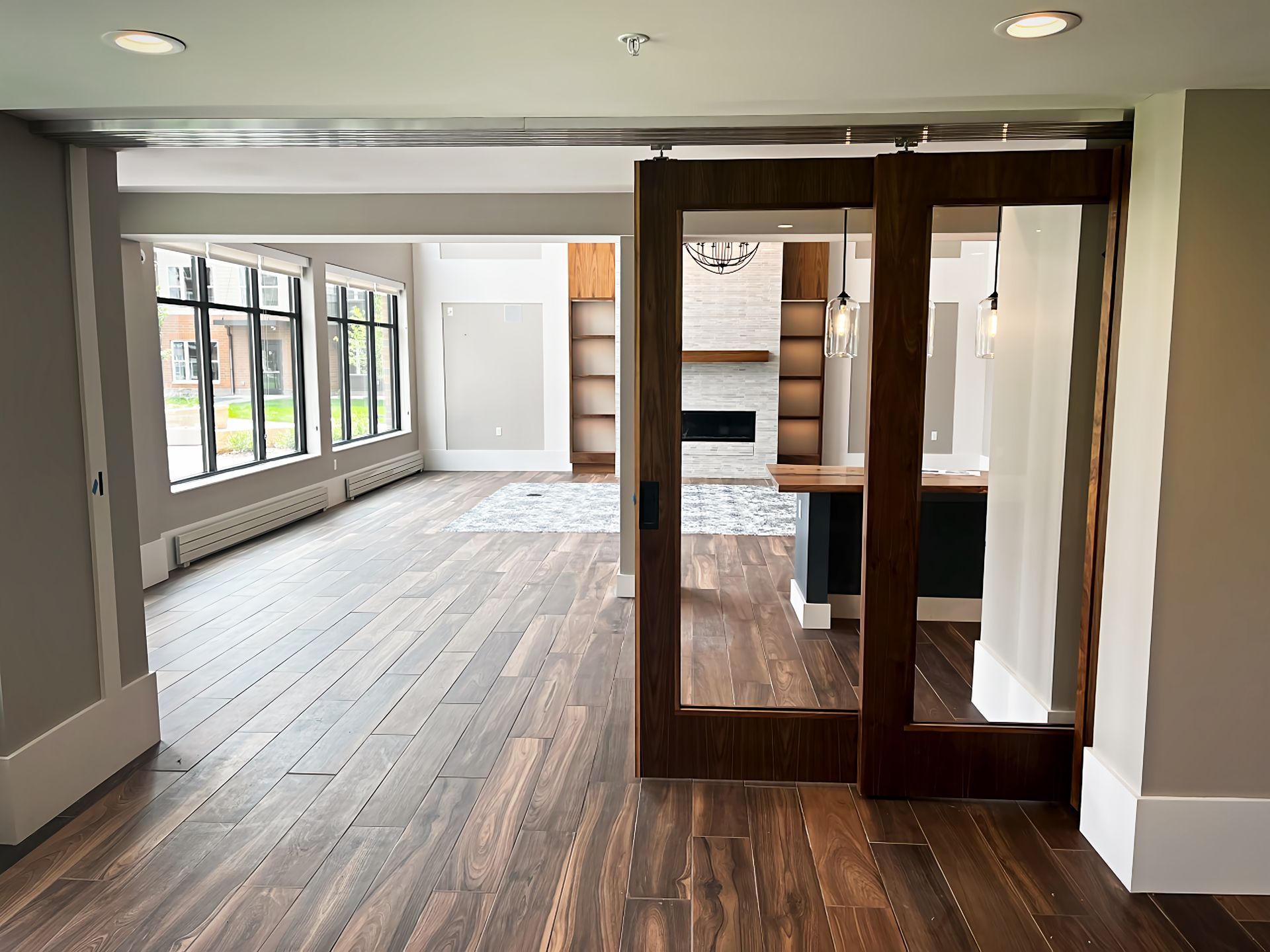 Custom Sliding Operable Wall System for the Preserve at Shady Oaks Apartments Project Spotlight w l hall company