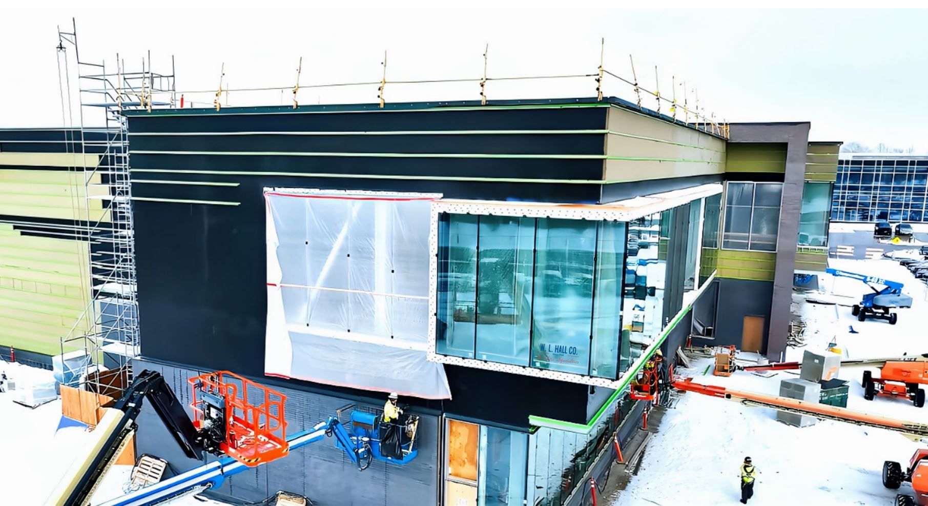 Glass & Glazing Project in Progress – Boston Scientific's Weaver Lake 4 Expansion w l hall company 13