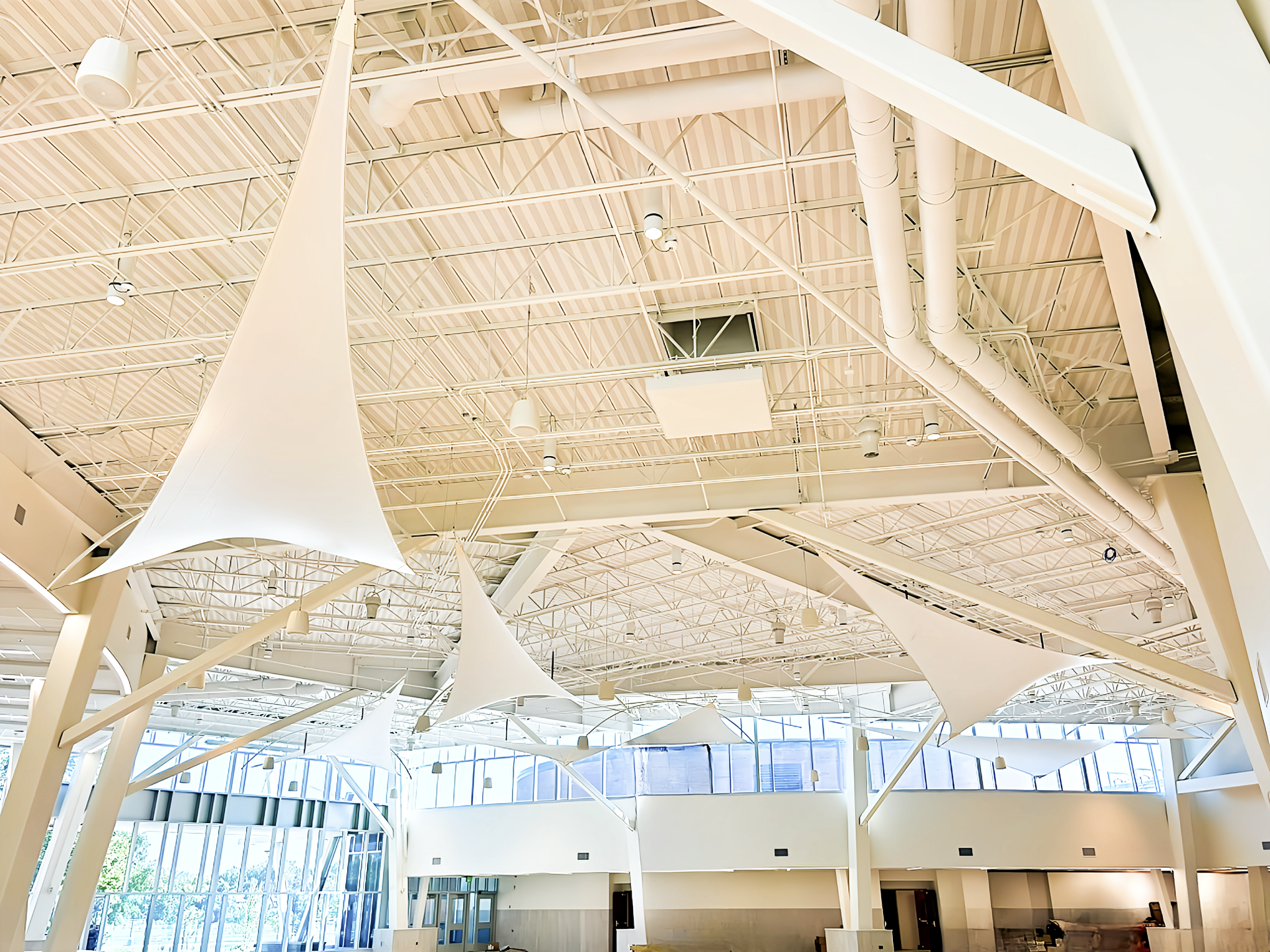 White Bear Lake High School utilizes Barrisol Trempo® Stretched Ceiling to Create Custom Ceiling Elements. w l hall company 2