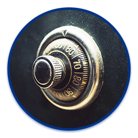 a combination lock on a safe